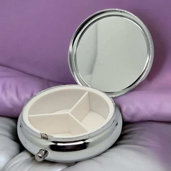 Fairy Angel NEW Pill Box Medicine Mini Tin Case Mirrored Travel Purse Size Blue - Picture 4 of 9